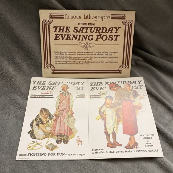 Covers From The Saturday Evening Post Fighting For Fun A Hanging Matter Lithos - Picture 1 of 15